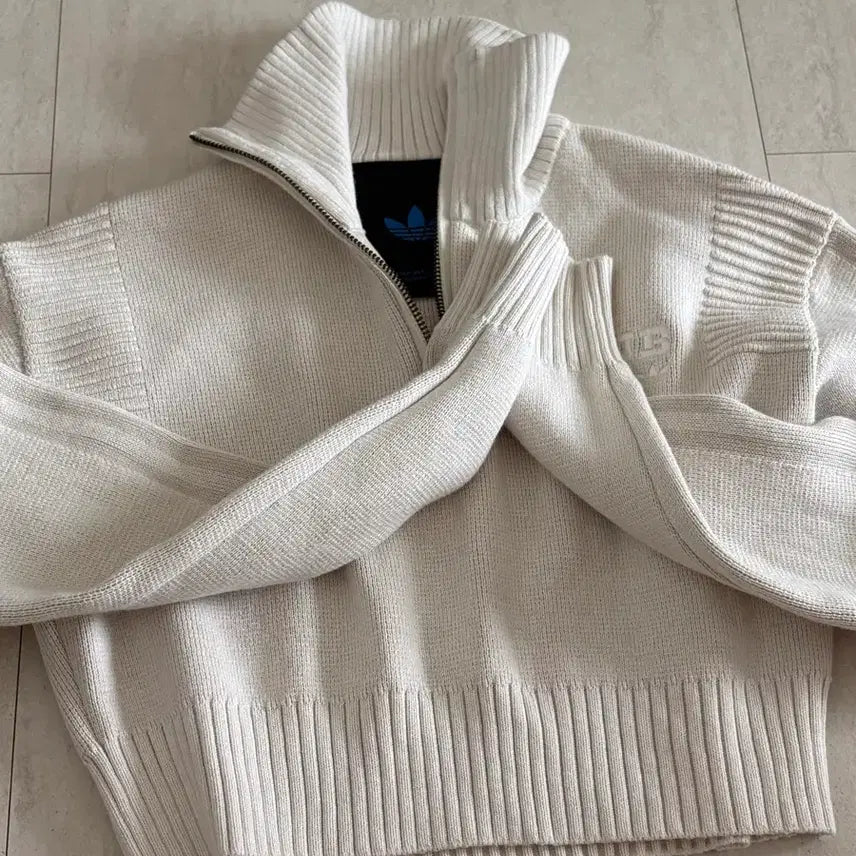 [BUNJANG] Adidas Half Zip Crop Knit Sweater / 클럽 아디다스 하프 집업 크롭 니트