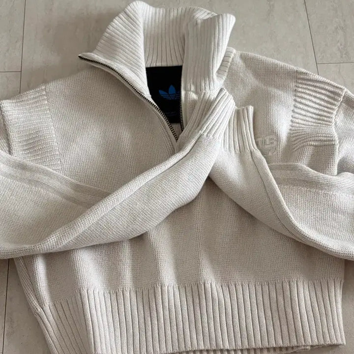 [BUNJANG] Adidas Half Zip Crop Knit Sweater / 클럽 아디다스 하프 집업 크롭 니트