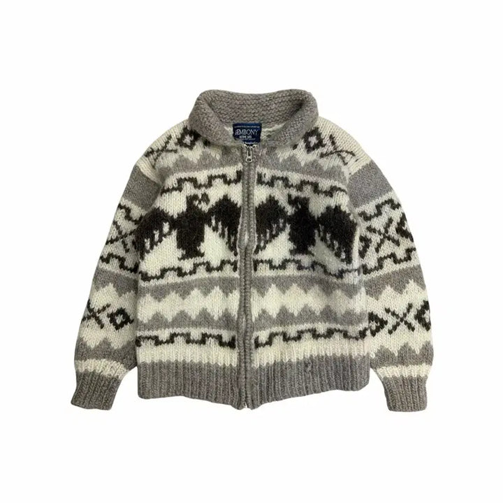 [SOLD OUT] GEMBONY 90s 여자 여성 빈티지 코위찬 숄카라 니트 집업 가디건