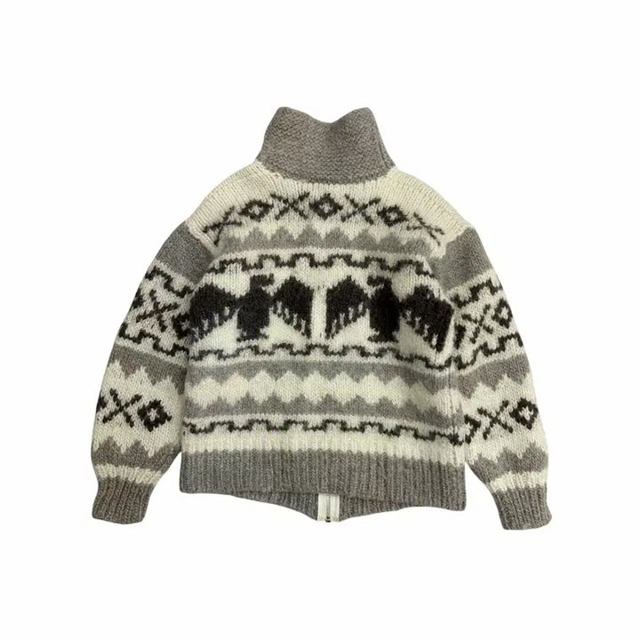 [SOLD OUT] GEMBONY 90s 여자 여성 빈티지 코위찬 숄카라 니트 집업 가디건