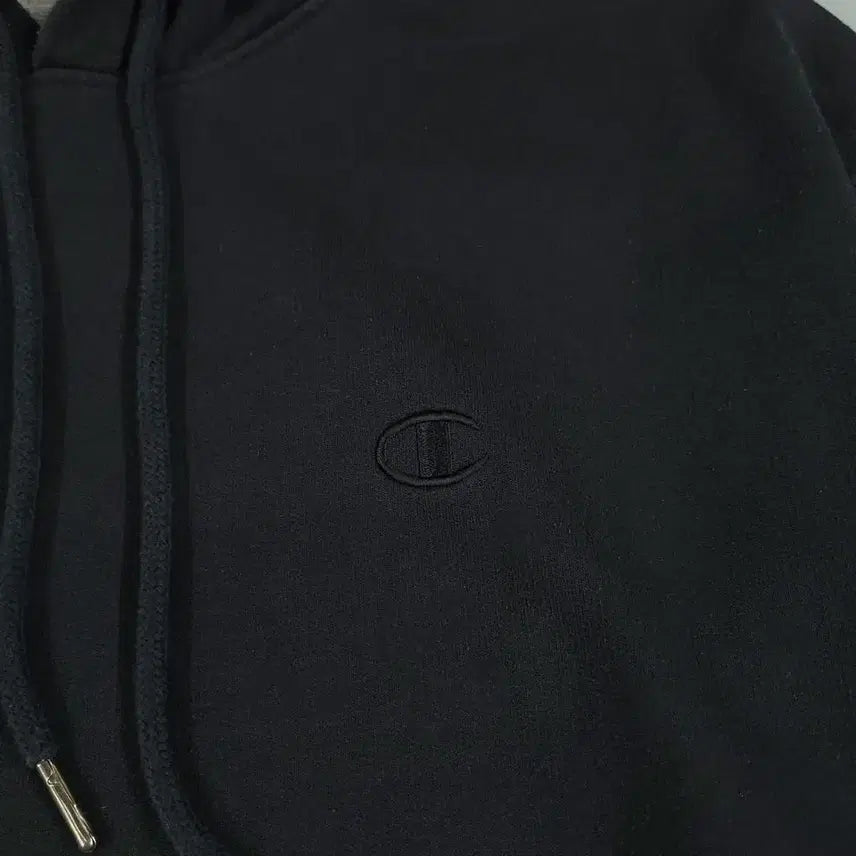 [SOLD OUT] 챔피온 블랙 톤톤 로고 기모 코튼 후드 티셔츠 XL