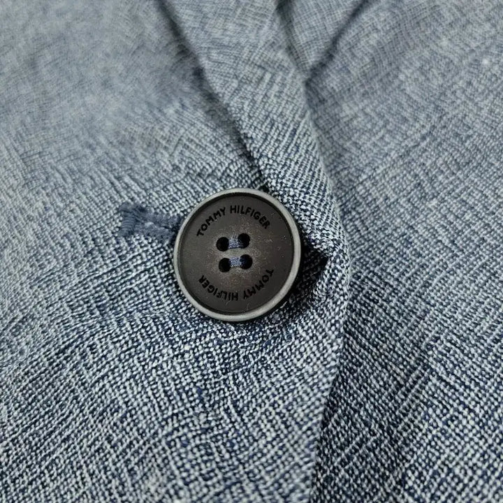 [BUNJANG] Tommy Hilfiger Linen Blend Single Blazer / 타미힐피거 블루 그레이 화이트 배색 보카시 원버튼 린넨블렌드 싱글 블레이