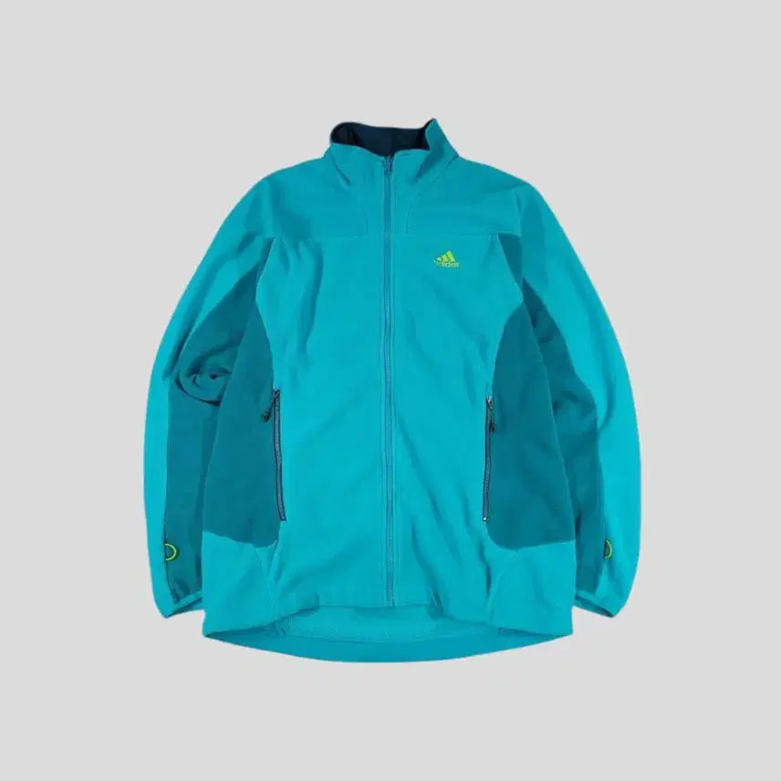[BUNJANG] Adidas Fleece Jacket / 아디다스 라이트블루 청록 옐로우 배색 로고 레글런 기모 플리스 후리스 자