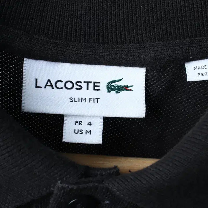 [BUNJANG] Lacoste Small Logo Polo Shirt (Black) / (M-L) 라코스테 반팔 카라 티셔츠 스몰로고 블랙 놈코어-182FD