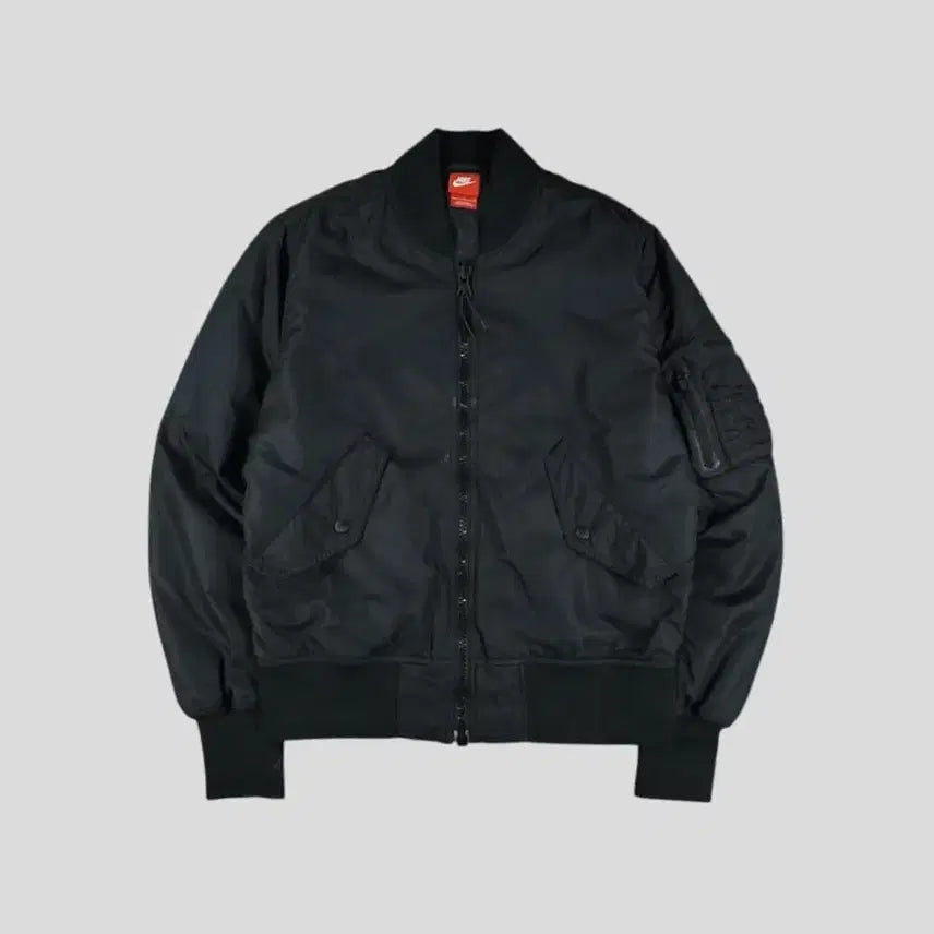 [BUNJANG] Nike Black Arm Pocket Inner Dot Pattern Padded MA-1 Bomber Jacket - L / 나이키 블랙 암포켓 이너도트패턴 폴리필 패디드 항공점퍼 마원 MA1 L