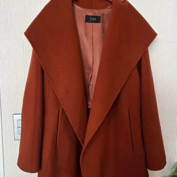 [BUNJANG] TIME Cashmere Coat Wine Brown (55-66) / TIME 타임 캐시미어 코트 와인 브라운 55-66