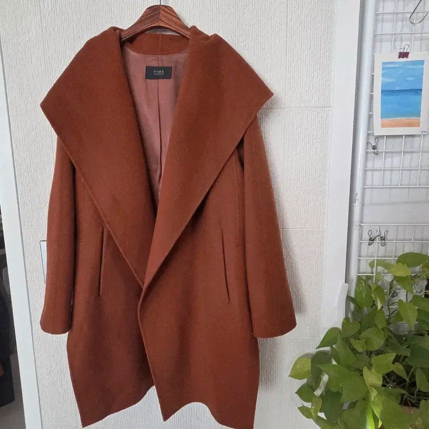 [BUNJANG] TIME Cashmere Coat Wine Brown (55-66) / TIME 타임 캐시미어 코트 와인 브라운 55-66
