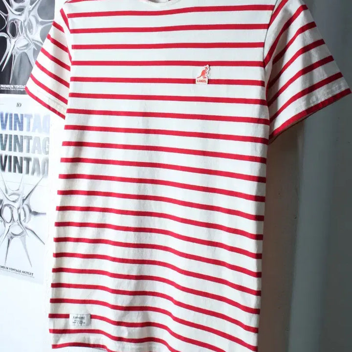 [BUNJANG] Kangol Striped T-shirt / W(S) 캉골 반팔 티셔츠 스트라이프 레드 키치-18304