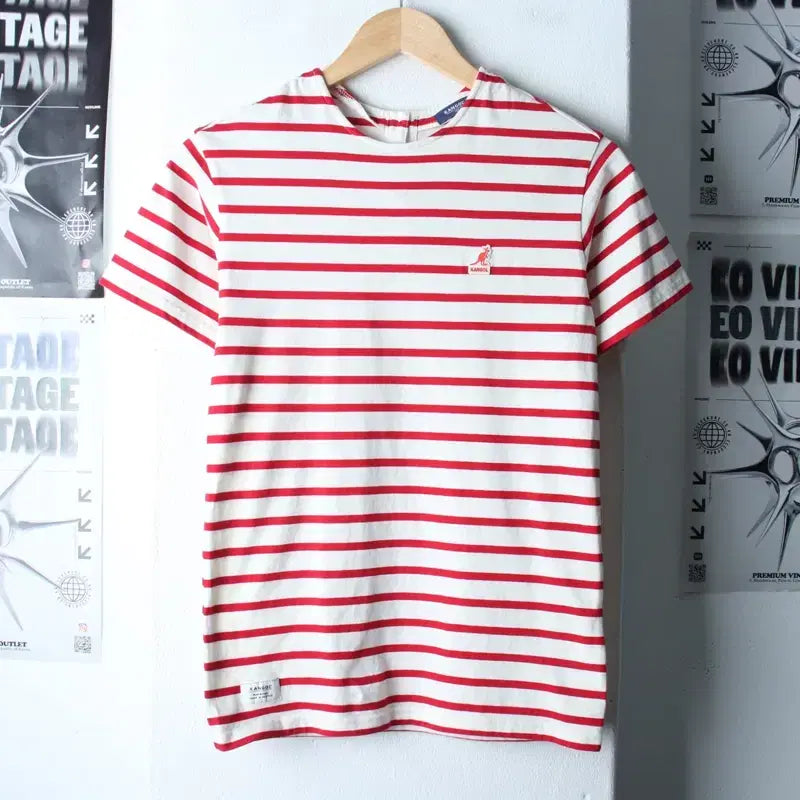 [BUNJANG] Kangol Striped T-shirt / W(S) 캉골 반팔 티셔츠 스트라이프 레드 키치-18304