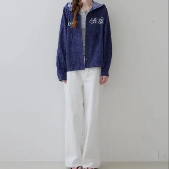[SOLD OUT] 노운베러 Checked hoodie shirt 체크 후드 자켓 블루