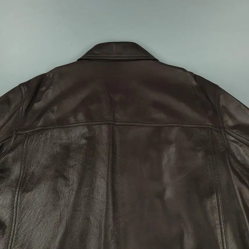 [BUNJANG] MILONO Brown Split Leather Jacket / MILONO 밀라노 브라운 절개 백신치 카라넥 램스킨 양가죽 싱글 레더자