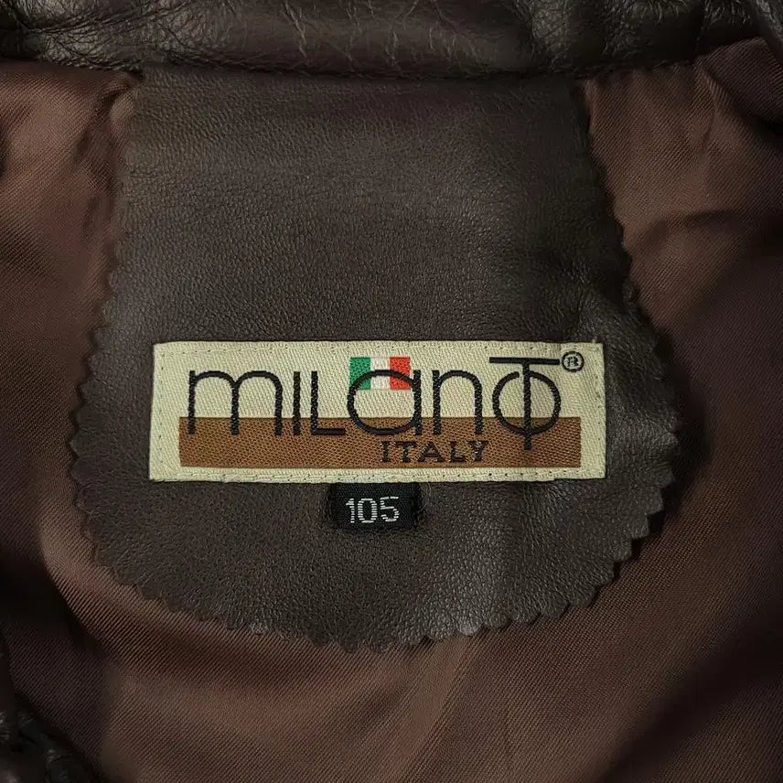 [BUNJANG] MILONO Brown Split Leather Jacket / MILONO 밀라노 브라운 절개 백신치 카라넥 램스킨 양가죽 싱글 레더자