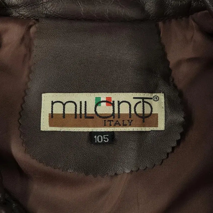 [BUNJANG] MILONO Brown Split Leather Jacket / MILONO 밀라노 브라운 절개 백신치 카라넥 램스킨 양가죽 싱글 레더자