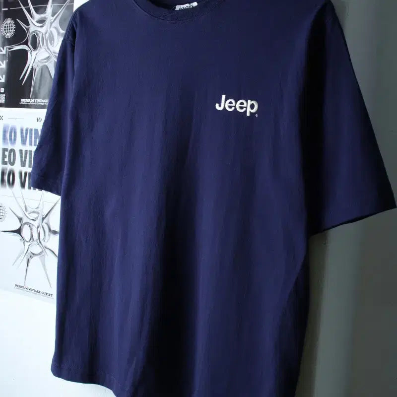 [BUNJANG] Jeep Oversized Navy T-shirt / (S) 지프 반팔 티셔츠 오버핏 네이비 올드스쿨-18305