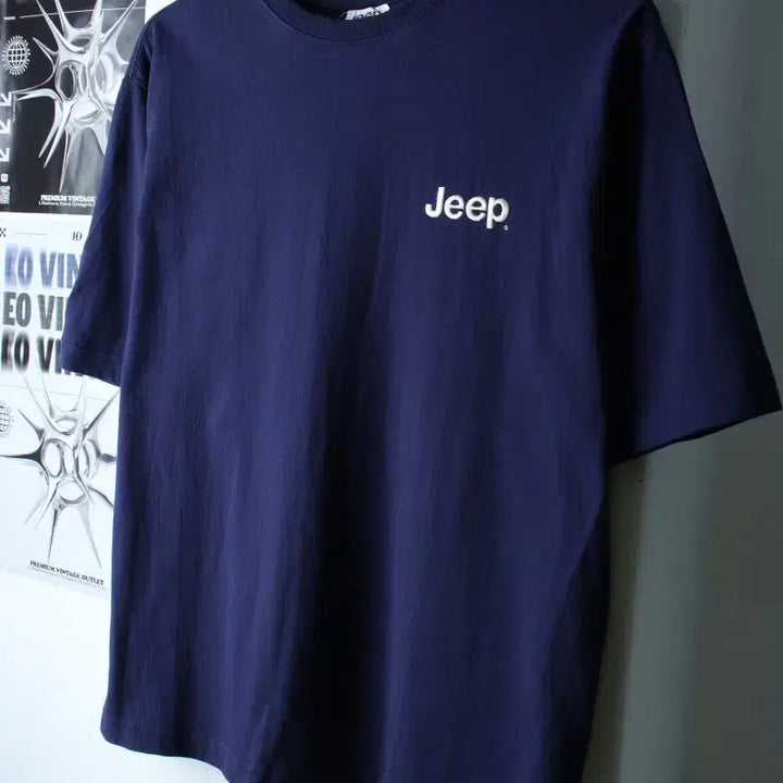 [BUNJANG] Jeep Oversized Navy T-shirt / (S) 지프 반팔 티셔츠 오버핏 네이비 올드스쿨-18305