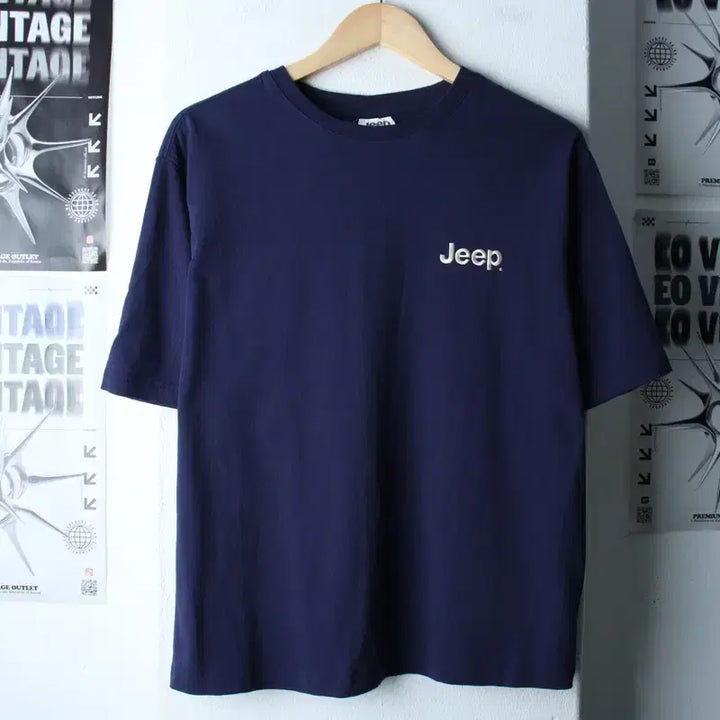 [BUNJANG] Jeep Oversized Navy T-shirt / (S) 지프 반팔 티셔츠 오버핏 네이비 올드스쿨-18305