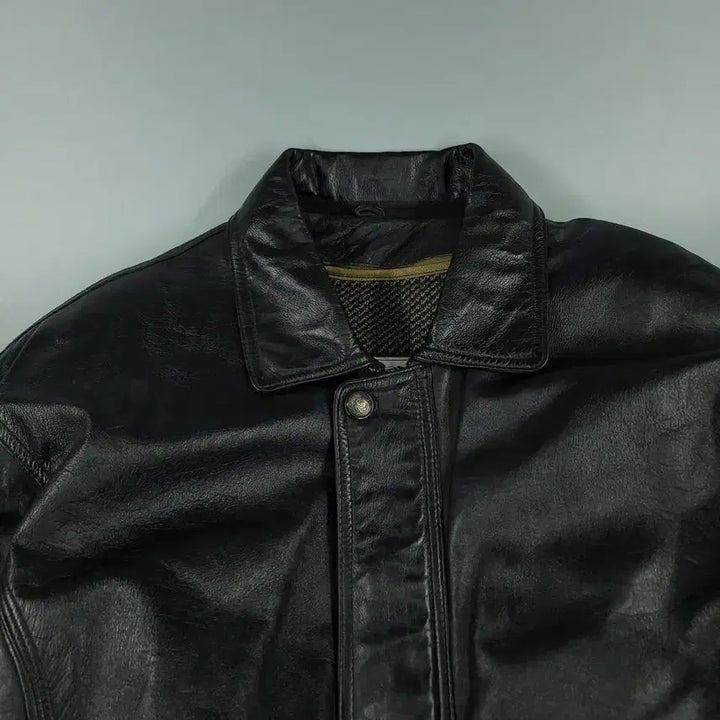 [BUNJANG] Vintage Aging Black Leather Jacket / 빈티지 에이징블랙 절개 히든지퍼 이너조끼 봄버 램스킨 양가죽 레더자켓 가
