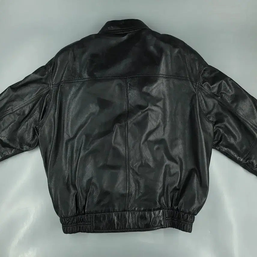 [BUNJANG] Vintage Aging Black Leather Jacket / 빈티지 에이징블랙 절개 히든지퍼 이너조끼 봄버 램스킨 양가죽 레더자켓 가