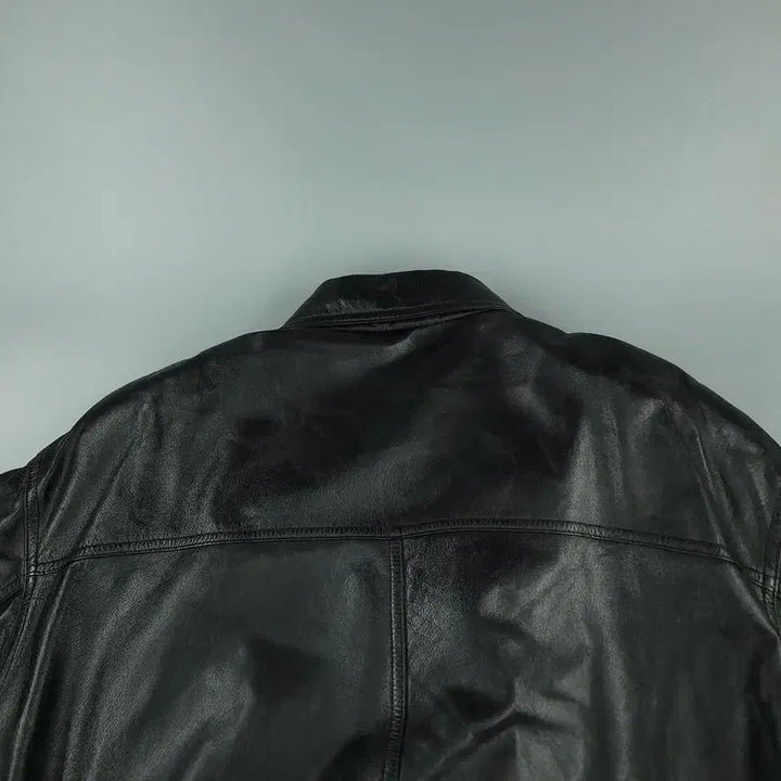 [BUNJANG] Vintage Aging Black Leather Jacket / 빈티지 에이징블랙 절개 히든지퍼 이너조끼 봄버 램스킨 양가죽 레더자켓 가