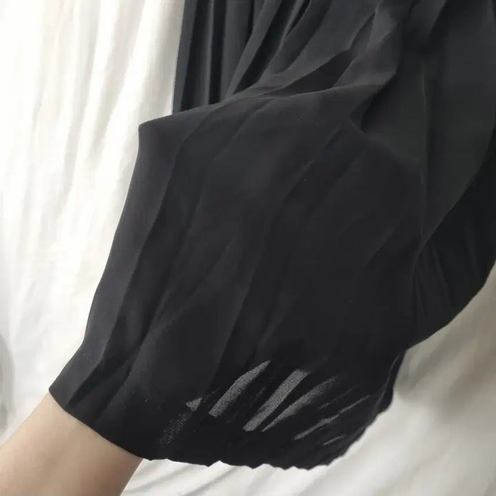 [BUNJANG] Black Pleated Long Skirt / 블랙 쉬폰 플리츠 롱 스커트