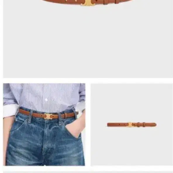 [BUNJANG] CELINE Small 18MM Triomphe Belt - Natural / **셀린느(CELINE)**의 스몰 18MM 트리옴프 벨트 - 내추럴