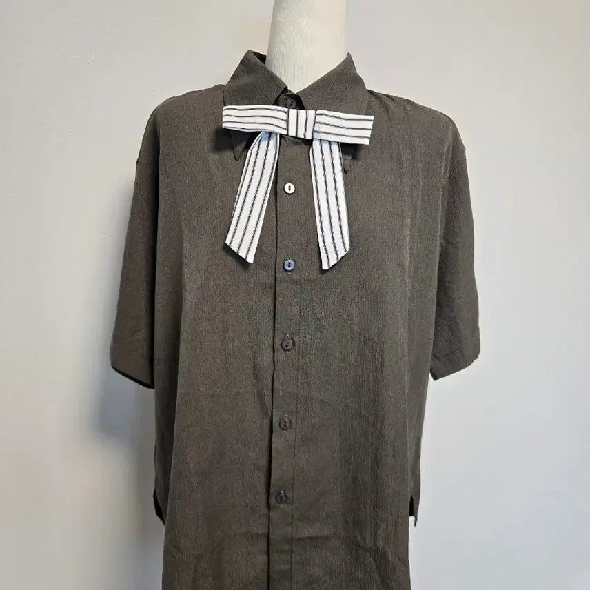 [BUNJANG] L Ribbon Tie Short-Sleeve Shirt / (L)리본타이 반팔 셔츠