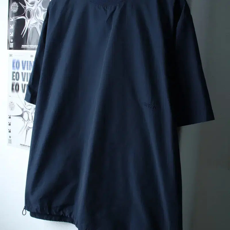 [BUNJANG] Sounds Life Navy String Woven T-shirt / (M-XL) 사운즈라이프 반팔 티셔츠 네이비 스트링 우븐 무지-18311