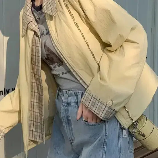 [BUNJANG] Check Point Yellow Check Pattern Jacket / 체크 포인트 자켓