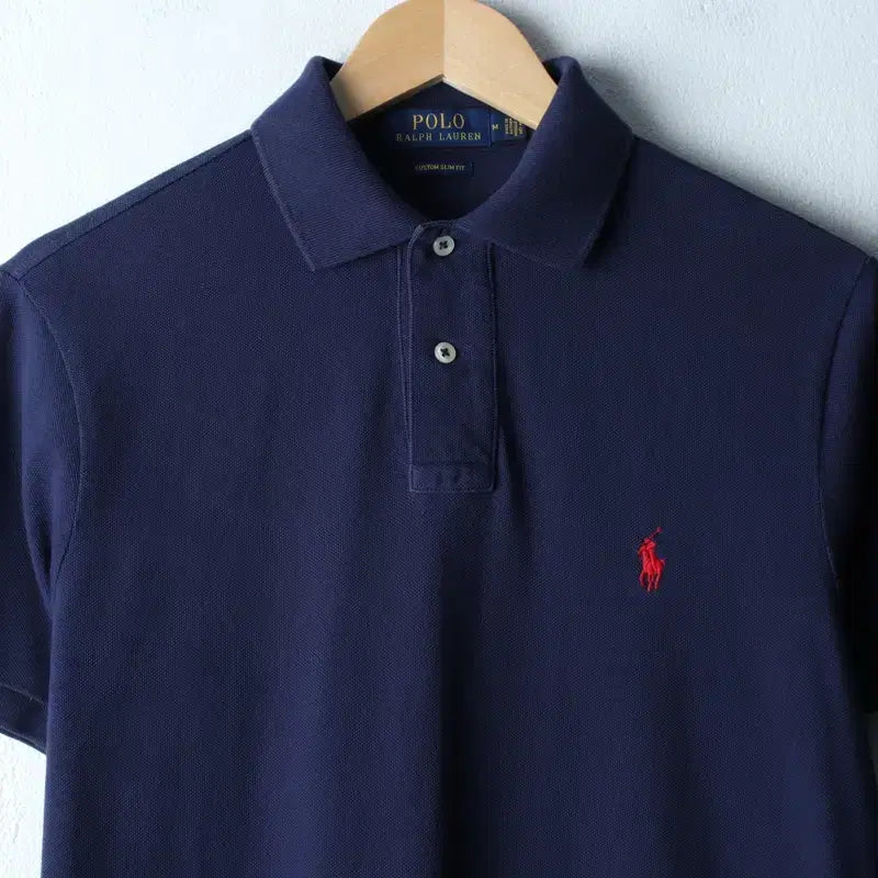 [BUNJANG] Polo Ralph Lauren Solid Navy Polo Shirt / (M-L) 폴로 랄프로렌 반팔 카라 티셔츠 네이비 무지-18318