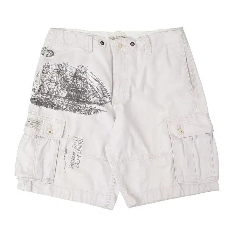 [BUNJANG] Denim &amp; Supply Mariners White Work Half Cargo Pants / 데님앤서플라이 마리너스 화이트 워크 하프 카고팬츠