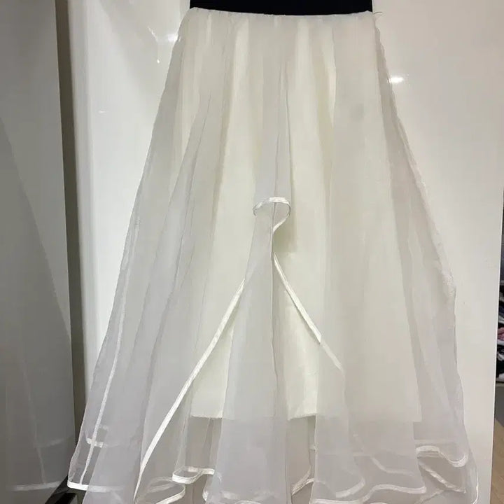 [BUNJANG] White Flare Chiffon Long Skirt / (F)화이트 플레어 샤스커트 롱스커트