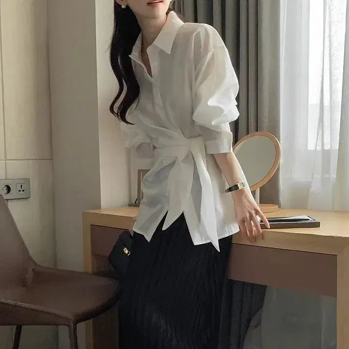 [BUNJANG] Dahlihotel Ronia Wrap Blouse / 달리호텔 로니아 카라넥 랩 셔츠 블라우스