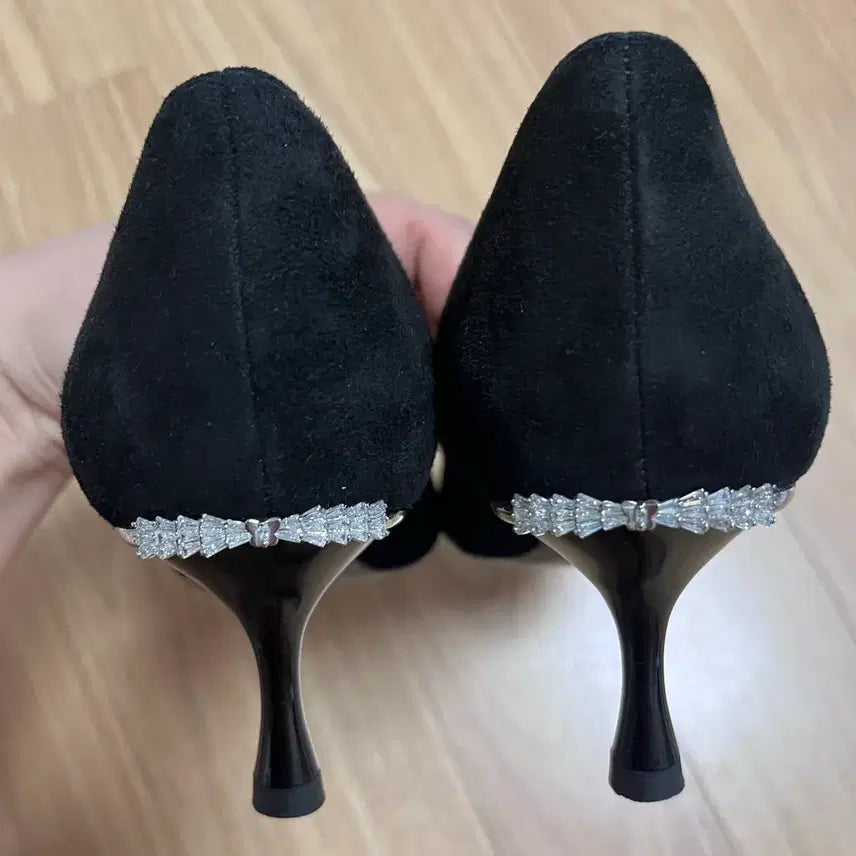 [BUNJANG] C.BANNER Black Suede Leather Heels 235mm / (거의 새상품)C.BANNER 양가죽 블랙 스웨이드 힐 235mm