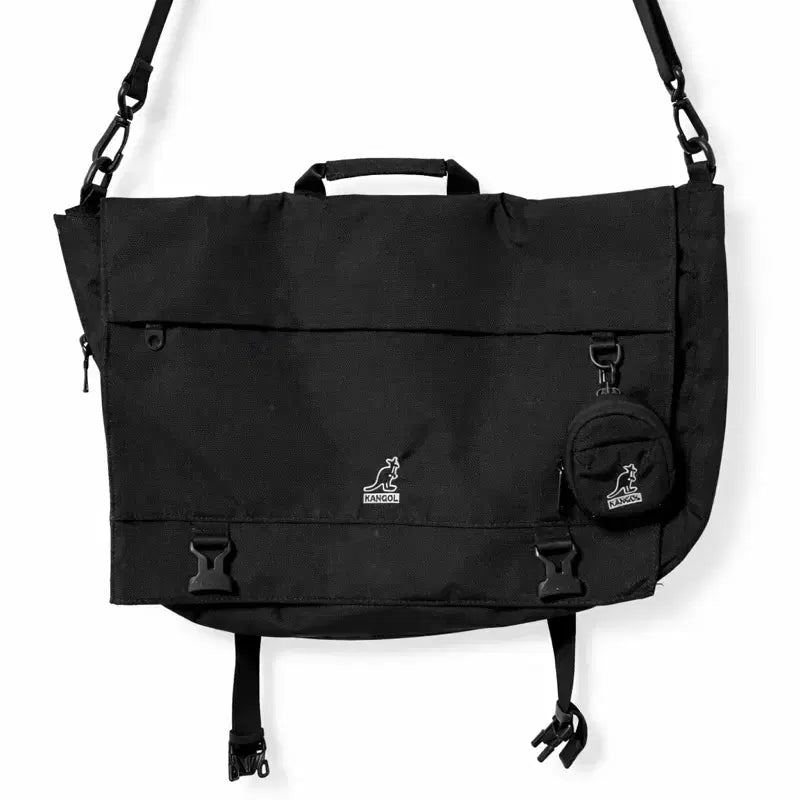 [BUNJANG] Kangol Black Messenger Bag with Mini Pouch Set / 새상품급) 캉골 블랙 메신저백 + 미니 파우치 세트