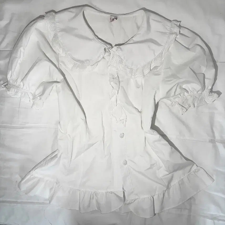 [BUNJANG] Lolita White Blouse / 로리타 화이트 블라우스 / 스나계 지뢰계 양산형 리즈리사 앙크루즈