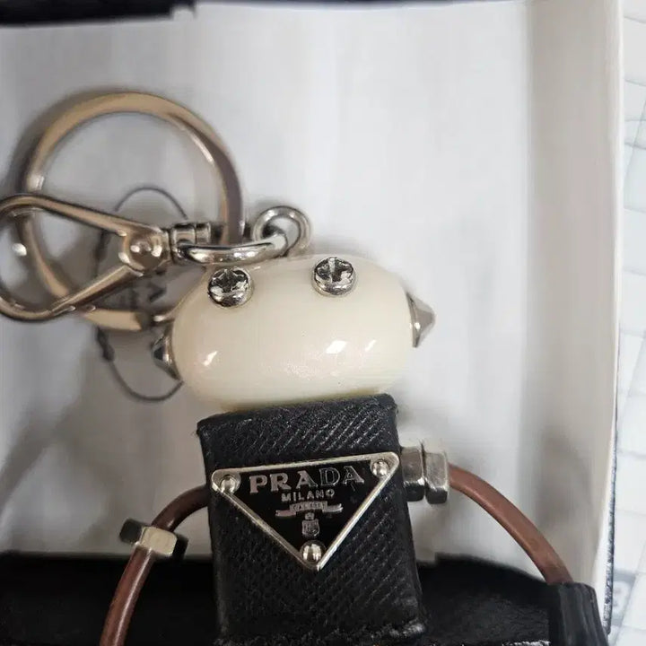 [BUNJANG] Prada Robot Keyring Black Saffiano Leather / 정품>프라다 로봇 키링 블랙 사피아노 가죽