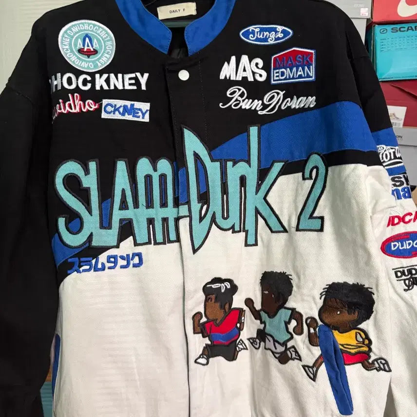 [BUNJANG] Old School Slam Dunk Embroidered Racing Jacket (XL) / 올드스쿨 슬램덩크 자수 레이싱 자켓 (국내 XL)