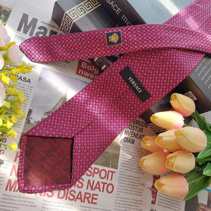 [BUNJANG] Versace Silk Jacquard Tie / 베르사체 실크 레드 자카드 넥타이 9cm A+등급 K2498