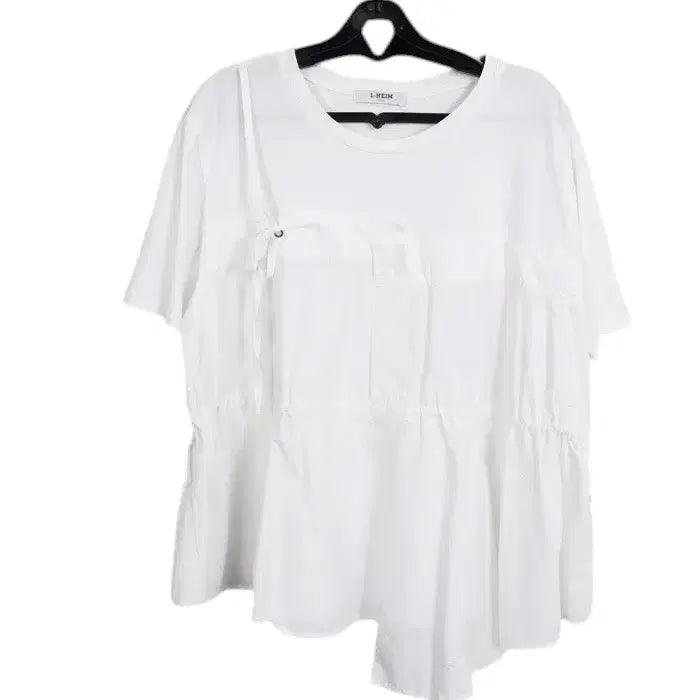 [BUNJANG] Rehaim White Cotton Short Sleeve Blouse / 여성F / 르헤임 화이트 코튼 블라우스 반팔티WT 12-124