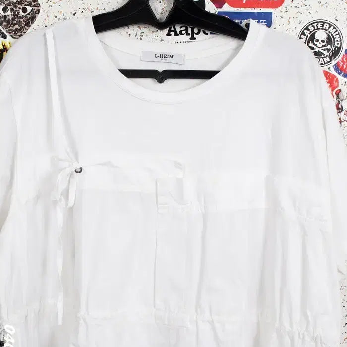 [BUNJANG] Rehaim White Cotton Short Sleeve Blouse / 여성F / 르헤임 화이트 코튼 블라우스 반팔티WT 12-124
