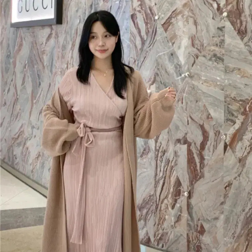 [BUNJANG] 새상품) 플랫퍼 오브 플리츠 랩 원피스 (핑크) / 새상품) 플랫퍼 오브 플리츠 랩 원피스 (핑크)