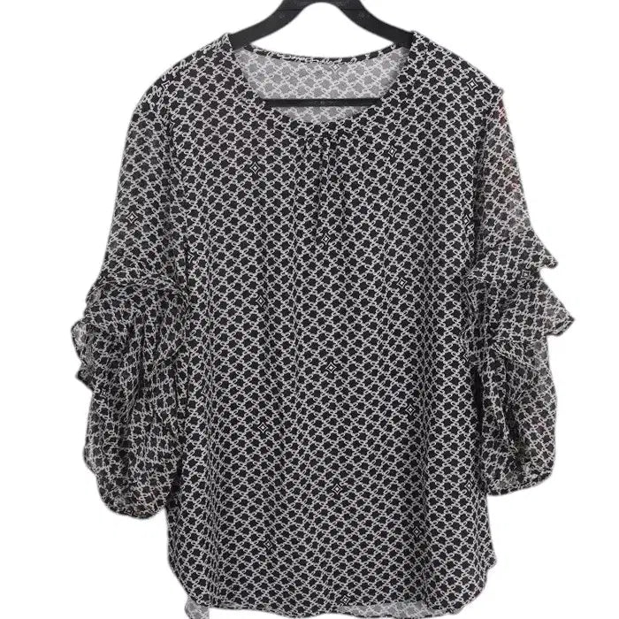 [BUNJANG] ODV Pattern Frill Blouse T-shirt / 여성88/ ODV 패턴 프릴 블라우스티 A-26