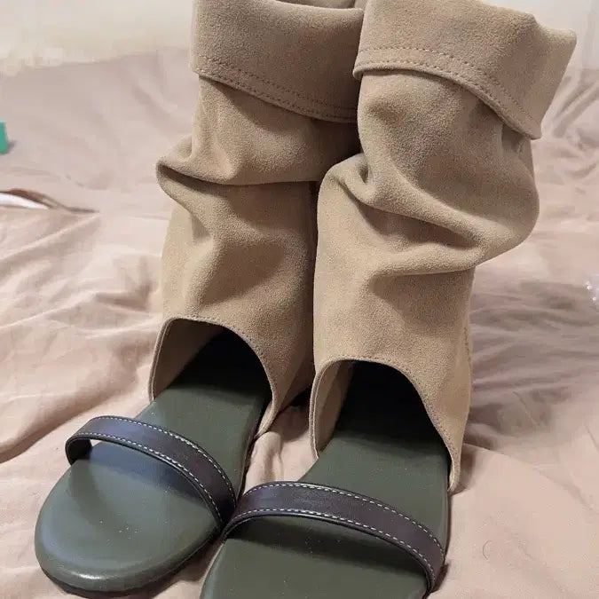 [BUNJANG] Linen Sandal Boots - Beige / 린넨 샌들부츠-베이지