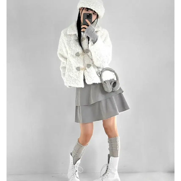 [BUNJANG] Gray Frill Midi Skirt / 프릴 스커트 그레이