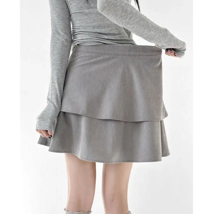 [BUNJANG] Gray Frill Midi Skirt / 프릴 스커트 그레이
