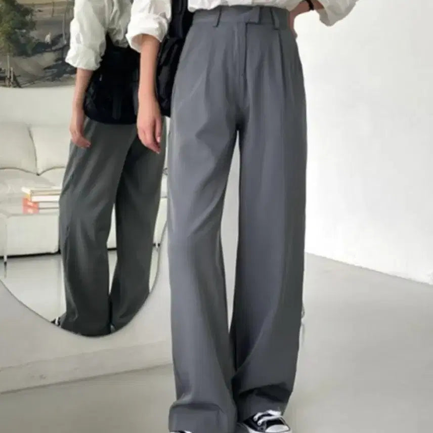 [SOLD OUT] 와이드 슬랙스 그레이 여성 바지