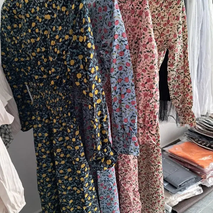 [BUNJANG] Floral Print Chiffon Maxi Dress / 미착용~이쁜 꽃 원피스 롱 원피스 55/66