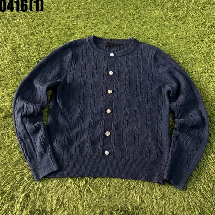 [BUNJANG] Muzak Cable Knit Navy Cardigan S / Muzak 꽈배기 네이비 가디건 S