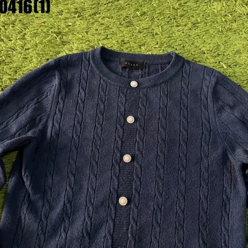 [BUNJANG] Muzak Cable Knit Navy Cardigan S / Muzak 꽈배기 네이비 가디건 S