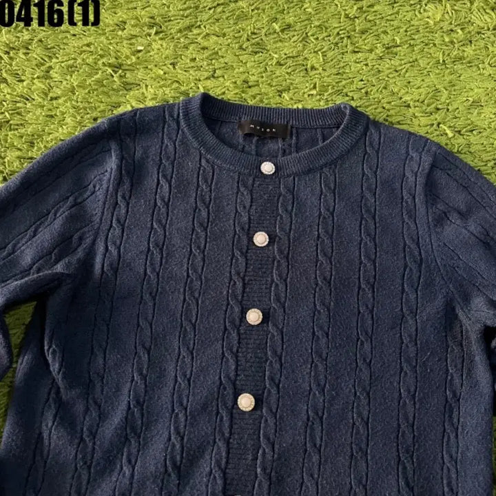 [BUNJANG] Muzak Cable Knit Navy Cardigan S / Muzak 꽈배기 네이비 가디건 S